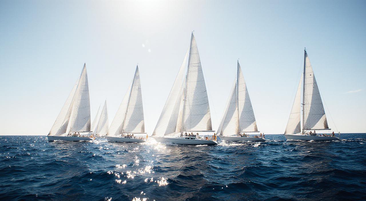 Veleros compitiendo bajo un cielo despejado en Madrid