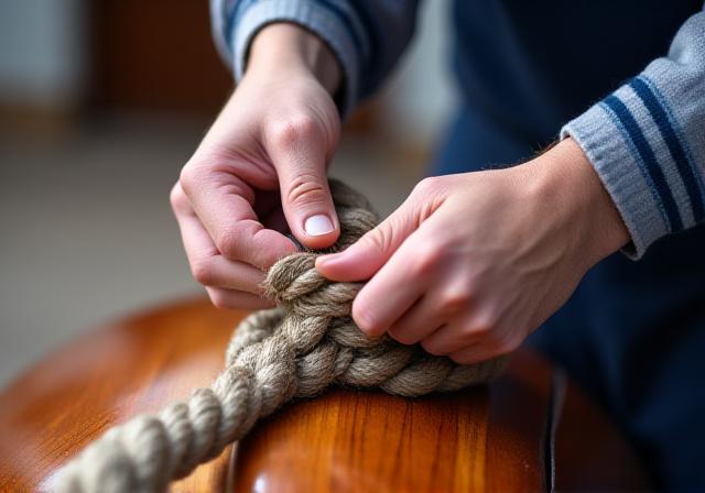 Detalle de maniobra técnica en la cubierta de un velero